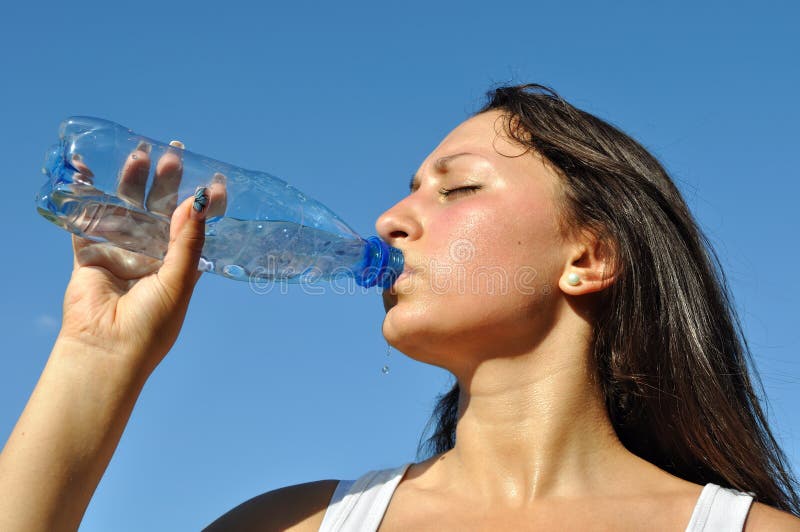Young Athletic Woman Drinking Cold Water Stock Image Image of