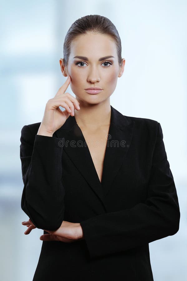 Young Attractive Business Woman Reading Contract Documents Stock Photo ...
