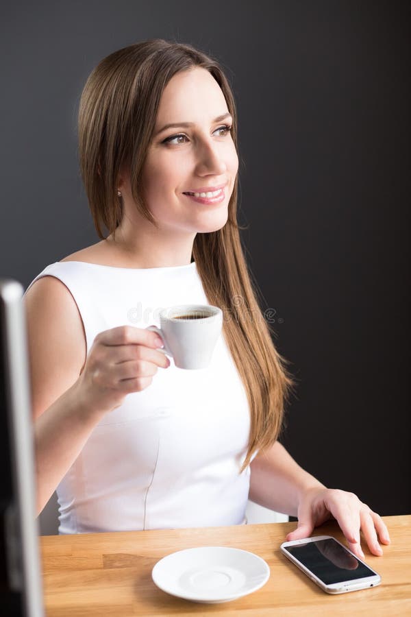 Young Attractive Business Woman Having Coffee Cup Stock Image Image