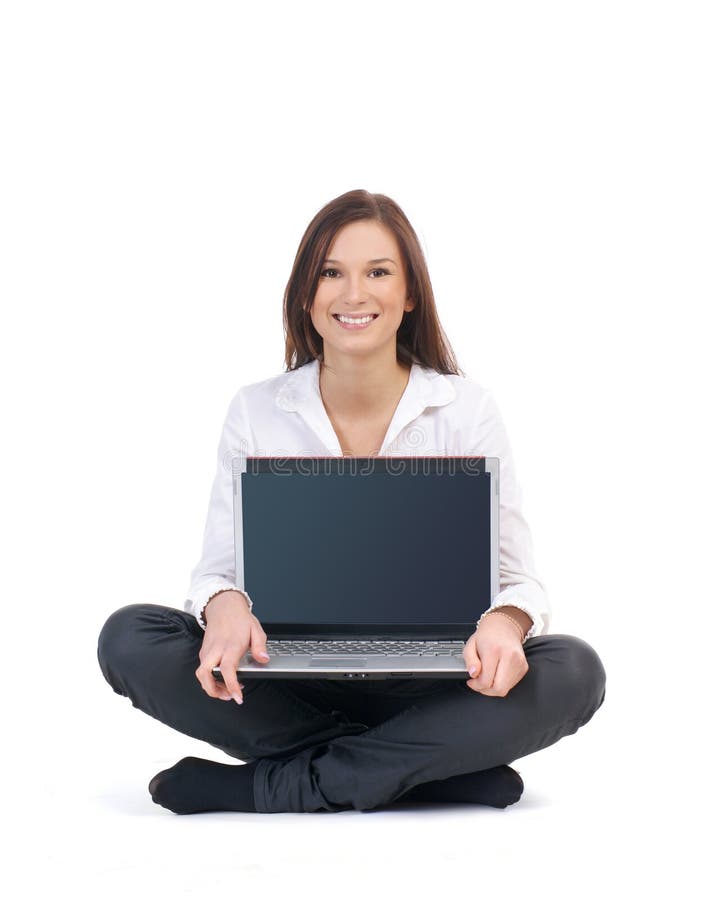 A young and attractive businesswoman with a laptop