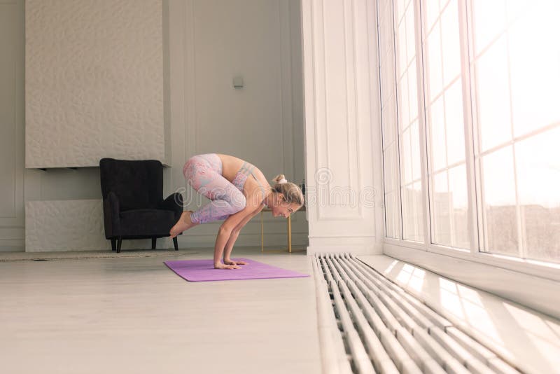 Young Attractive Smiling Woman Practicing Yoga, Working Out, Wearing ...