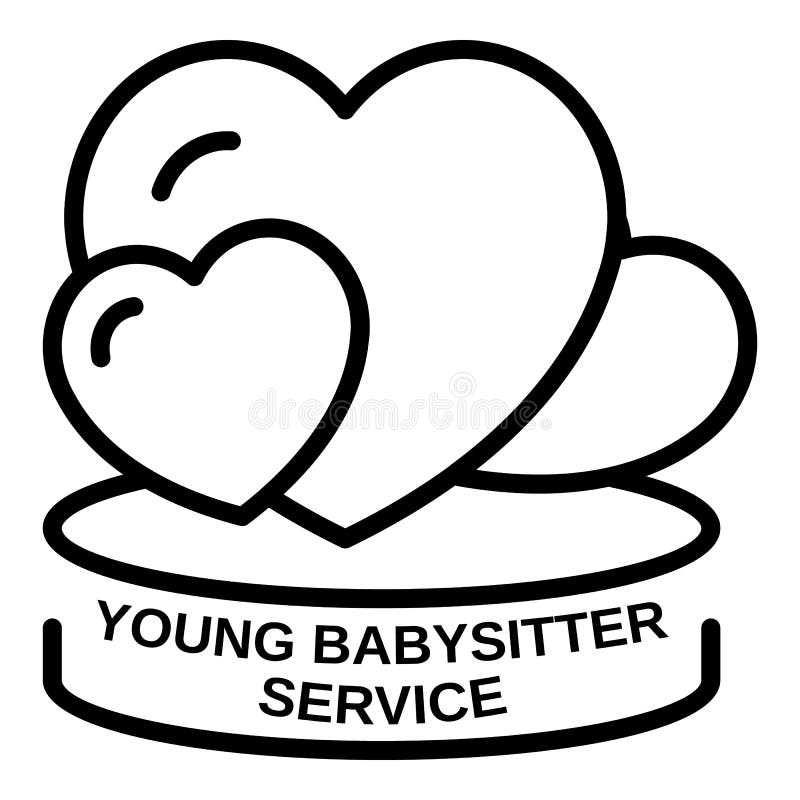 Young babysitter service icon, outline style stock illustration