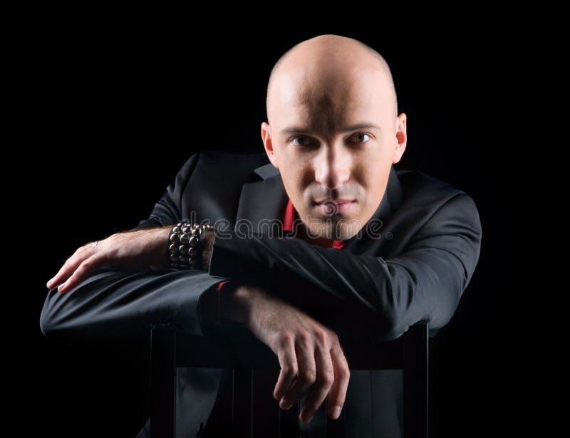 A young bald man royalty free stock photos