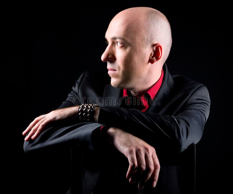 A young bald man royalty free stock photography