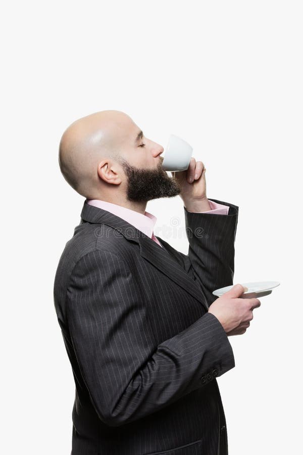 Young bald man with a beard stock photography