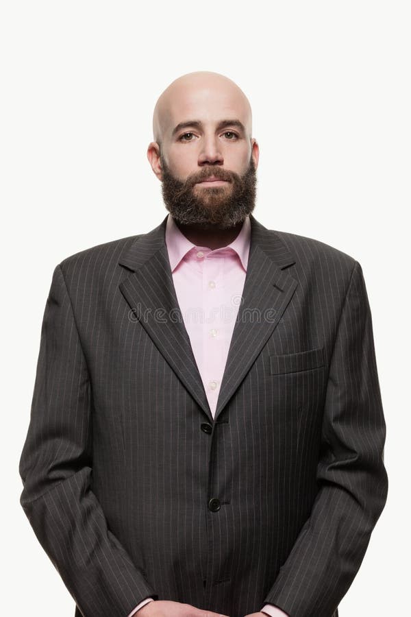 Young bald man with a beard royalty free stock photography