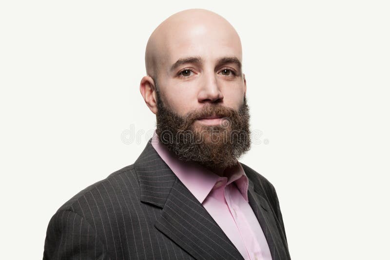 Young bald man with a beard royalty free stock photo