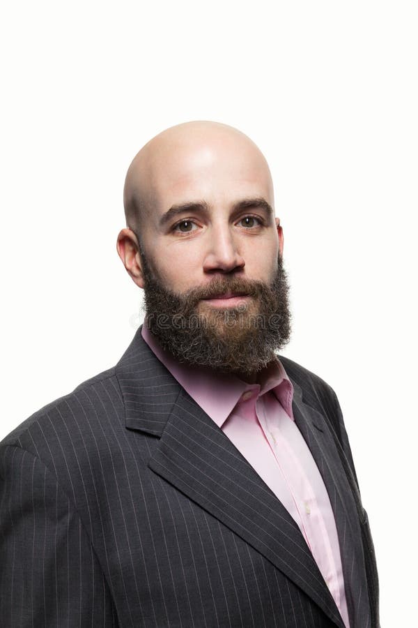Young bald man with a beard royalty free stock photo