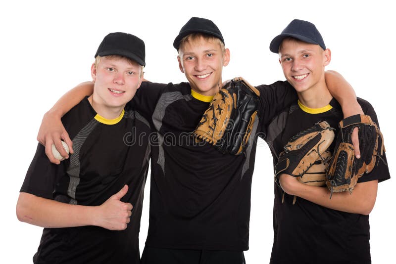 Young baseball players isolated on white royalty free stock image Young baseball players isolated on white royalty free stock image