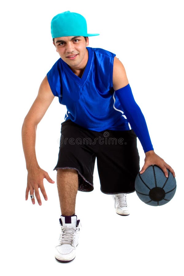 Teen Boy Holding Basket Ball Over White Stock Image Image of teenager