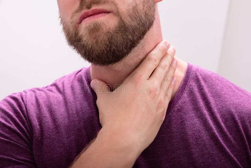 Young Beard Man Having Throat Pain Stock Image Image of pain