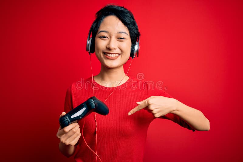 Pro Player Gamer Young Asian Woman Playing Online Video Game Shooting Stock  Photo - Image of excited, focused: 183381816