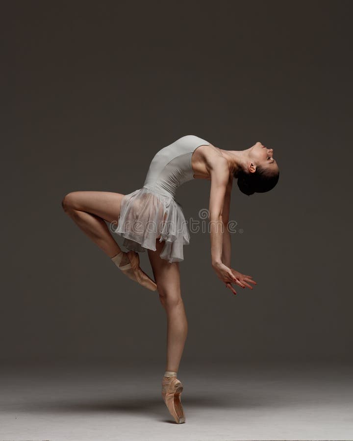 Young beautiful ballerina is posing in studio royalty free stock photography