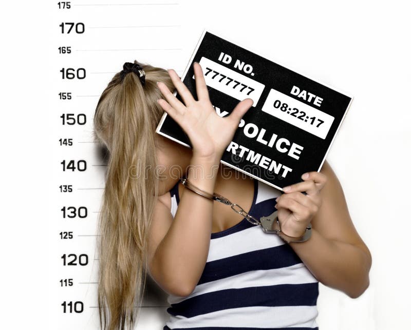 Young beautiful blonde woman Criminal Mug Shots.