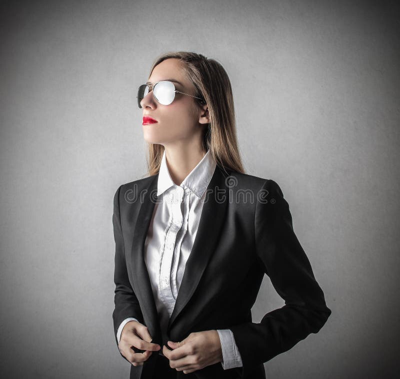 Young beautiful business woman with glasses