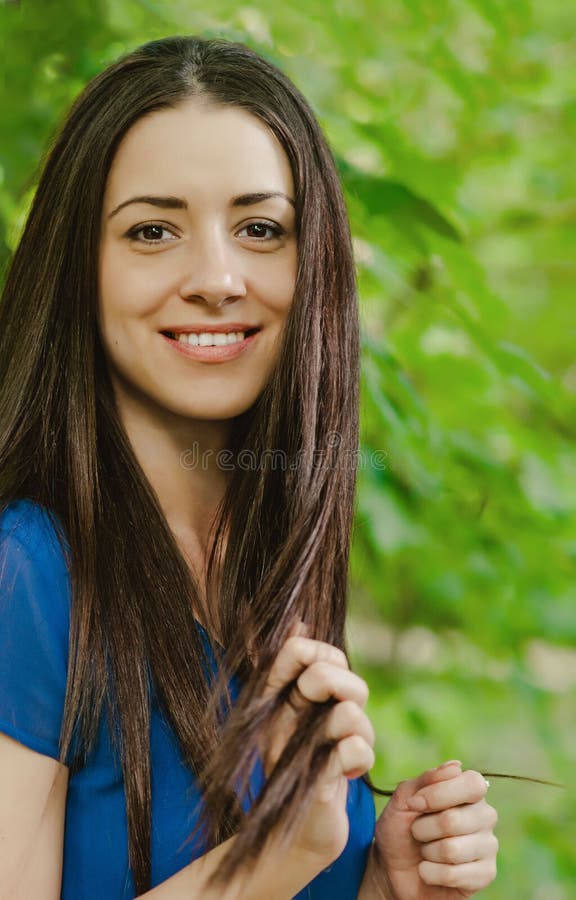 Young Beautiful Caucasian Female With Long Dark Hair Stock Image Image Of Portrait Fashion 