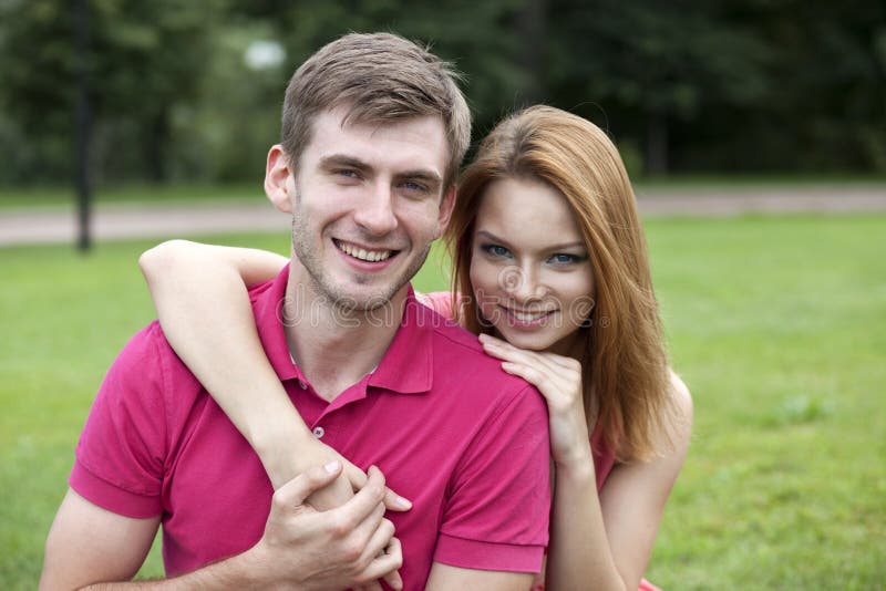 Young beautiful couple close up