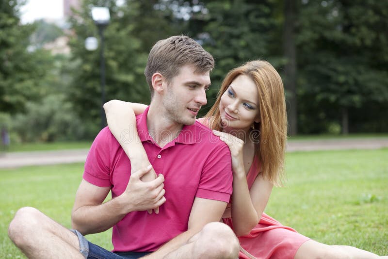 Young beautiful couple close up