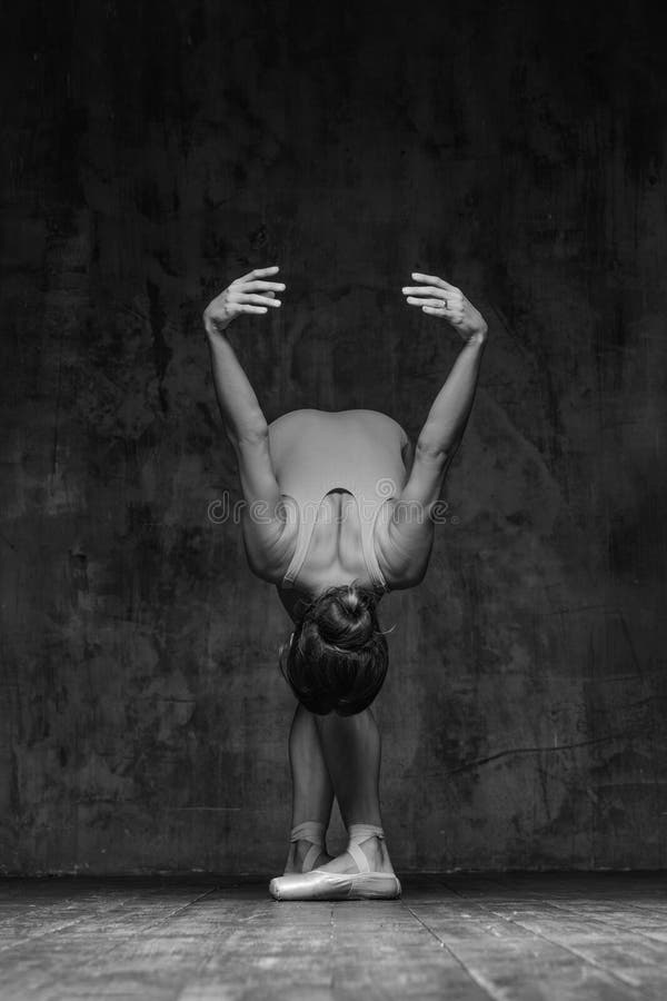 Young beautiful dancer is posing in studio stock image