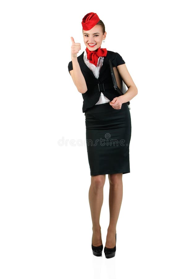 Young beautiful flight attendant