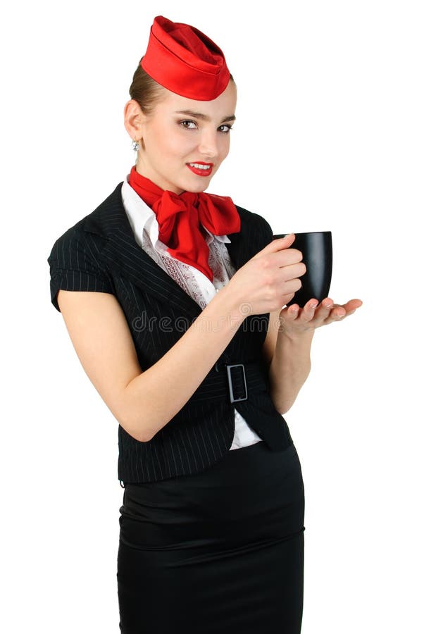 Young beautiful flight attendant