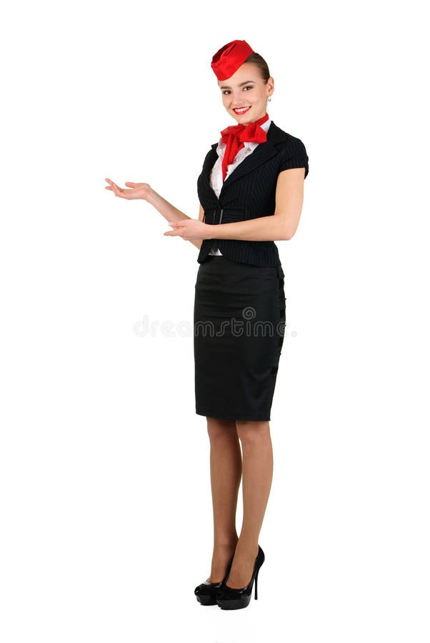 Young beautiful flight attendant