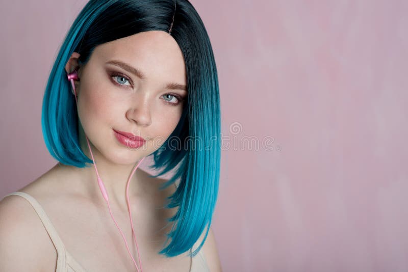 Blue hair headphones fashion - wide 6