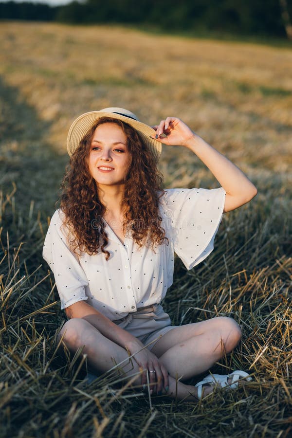 Cute Girl Curly Hair Poses Park Stock Photo 1125237209  Shutterstock