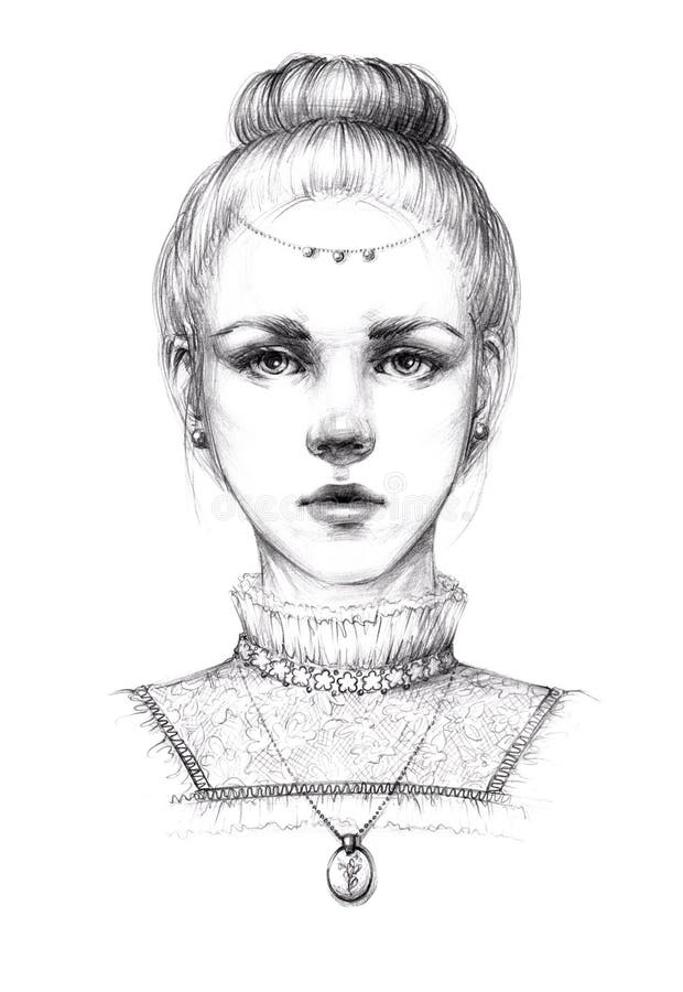 Young Beautiful Girl with a Neat Hairstyle and a Lace Blouse Vintage Gentle Image Pencil Drawing Stock Photo - Image of blouse, beautiful: 222964022 Young Beautiful Girl with a Neat Hairstyle and a Lace Blouse Vintage Gentle Image Pencil Drawing Stock Photo - Image of blouse, beautiful: 222964022