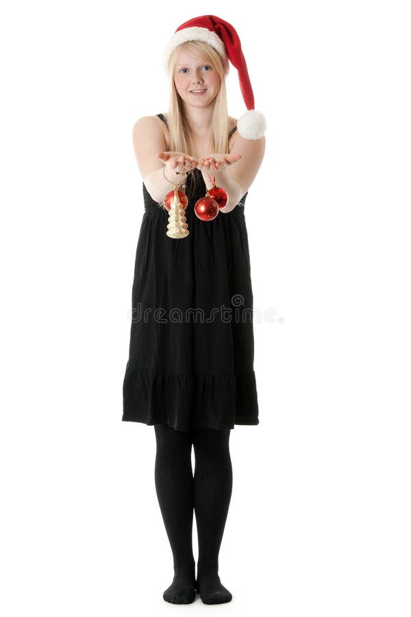 Young beautiful girl in a Santa hat