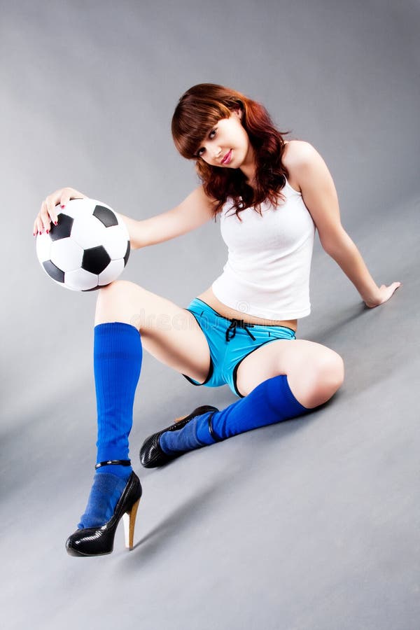 Young Girl Sitting Floor Soccer Ball Stock Photos Free & RoyaltyFree