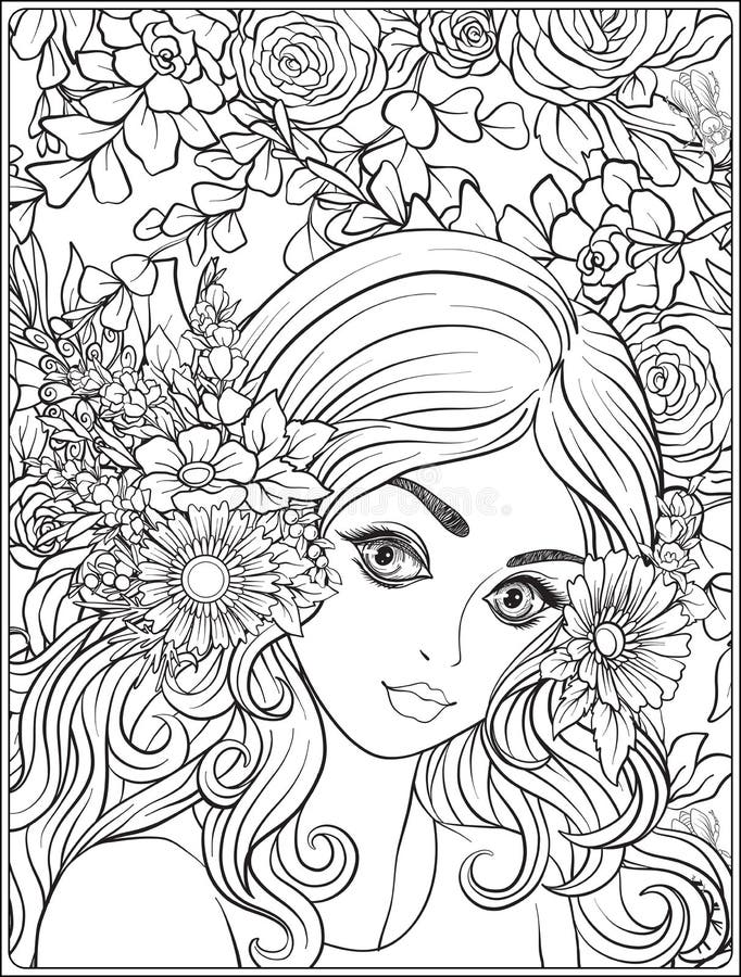 https://thumbs.dreamstime.com/b/young-beautiful-girl-wreath-flowers-her-head-against-background-flower-pattern-outline-hand-drawing-95882446.jpg
