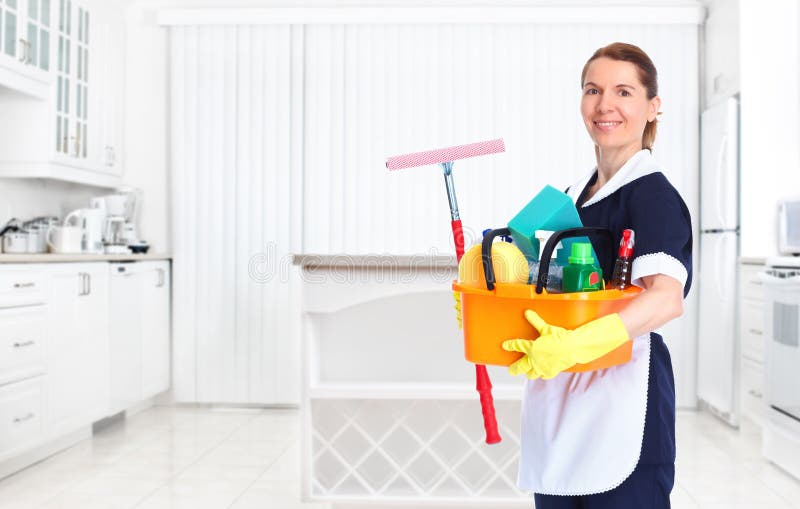 Young beautiful maid. stock photo. Image of bucket, people 89855464