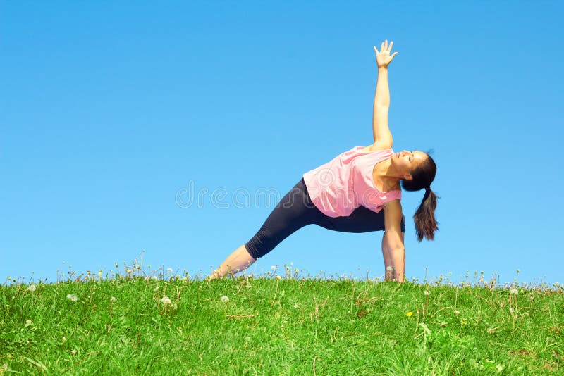 Yoga Woman On Green Image & Photo (Free Trial)