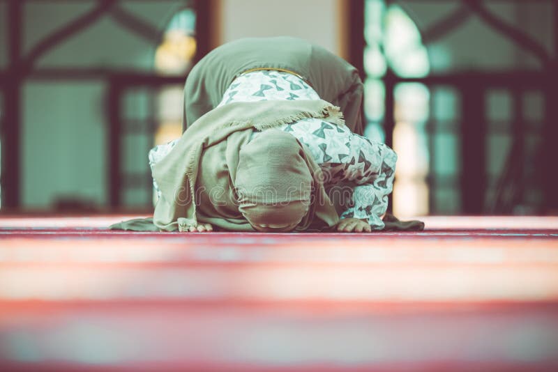 Young Beautiful Muslim Woman Praying in Mosque Stock Image - Image of