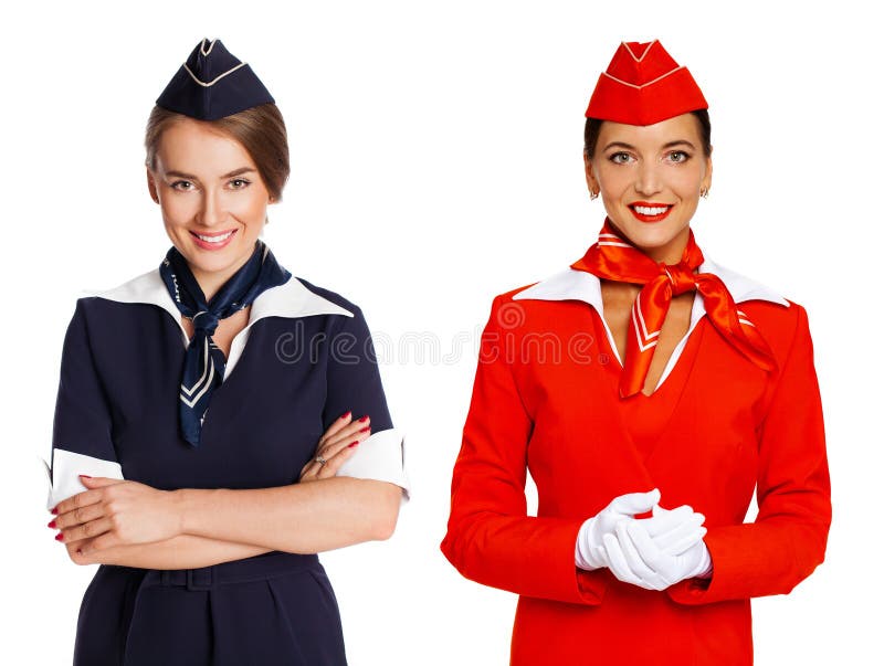 Young beautiful Russian stewardess in uniform