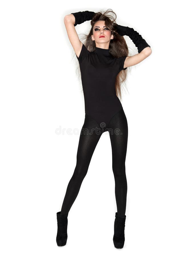 Young beautiful woman in black combi dress royalty free stock photo Young beautiful woman in black combi dress royalty free stock photo