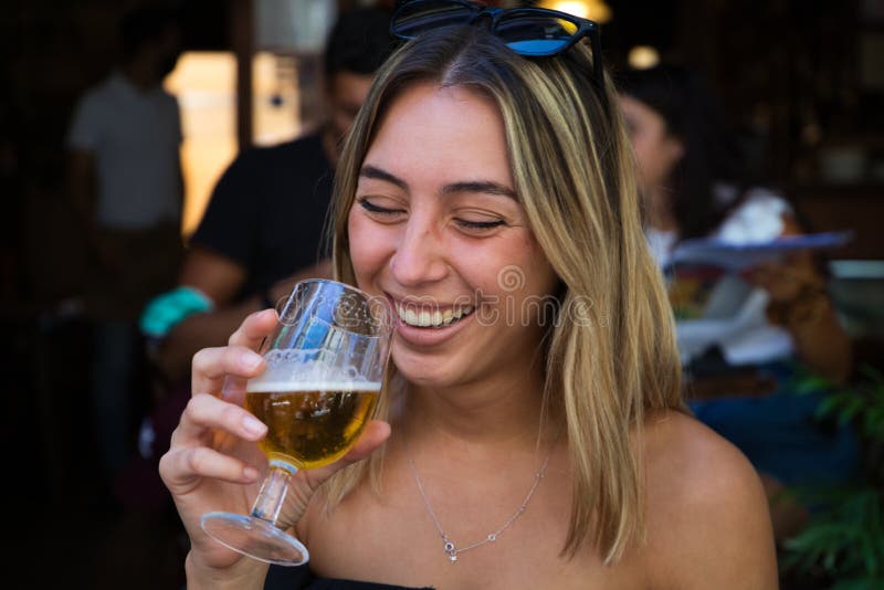 119 Young Woman Relaxing Beer Bar Stock Photos - Free & Royalty-Free ...