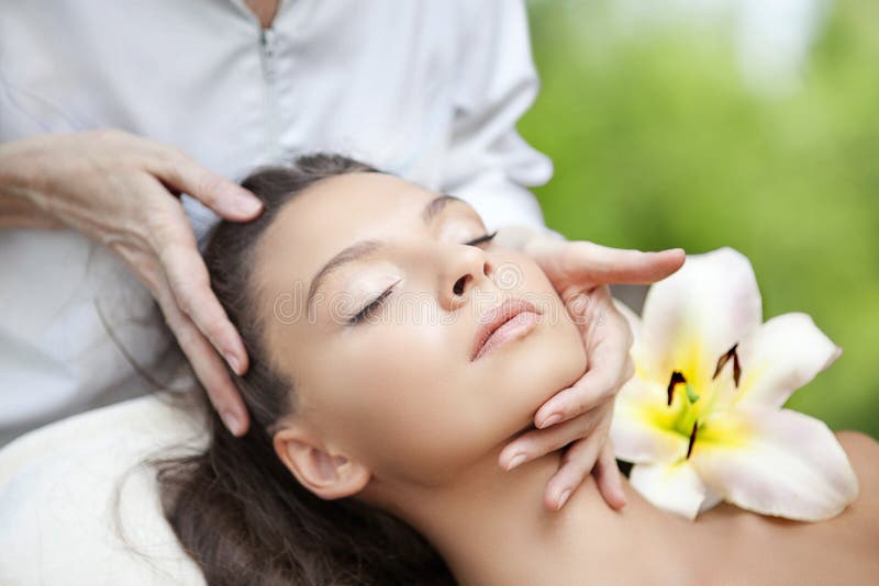 Young Beautiful Woman Having Facial Massage Stock Image Image Of Clinic Face 54606077