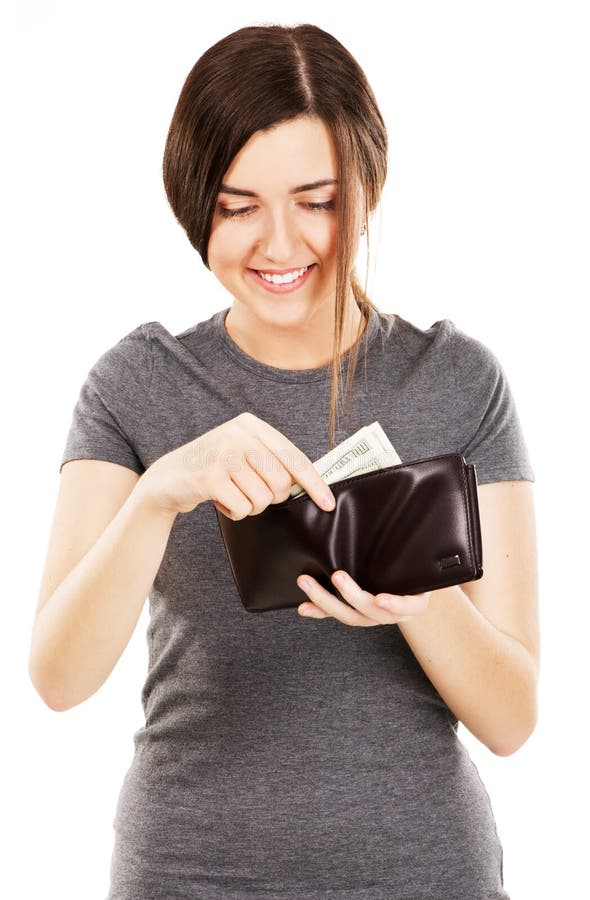 Young Beautiful Woman Holding A Wallet Stock Image Image of beautiful