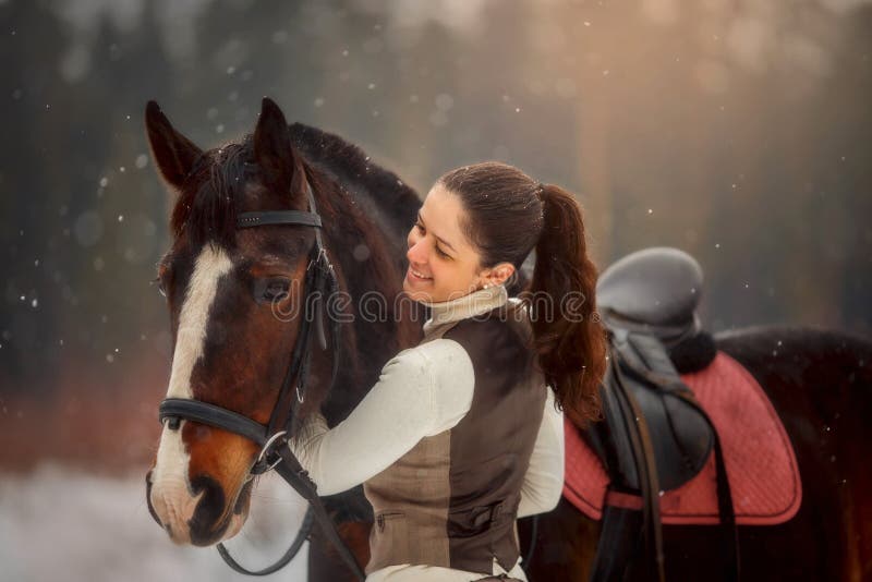 Young beautiful woman with horse outdoor portrait at spring day royalty free stock photos Young beautiful woman with horse outdoor portrait at spring day royalty free stock photos