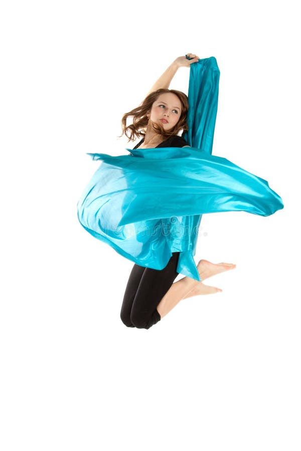 Young beautiful woman jumping