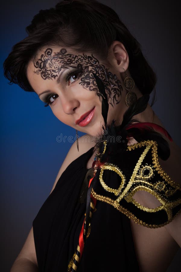 Young Beautiful Woman with Mask. Stock Image Image of hairstyle