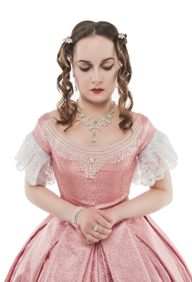 Young beautiful woman in medieval dress isolated royalty free stock image Young beautiful woman in medieval dress isolated royalty free stock image