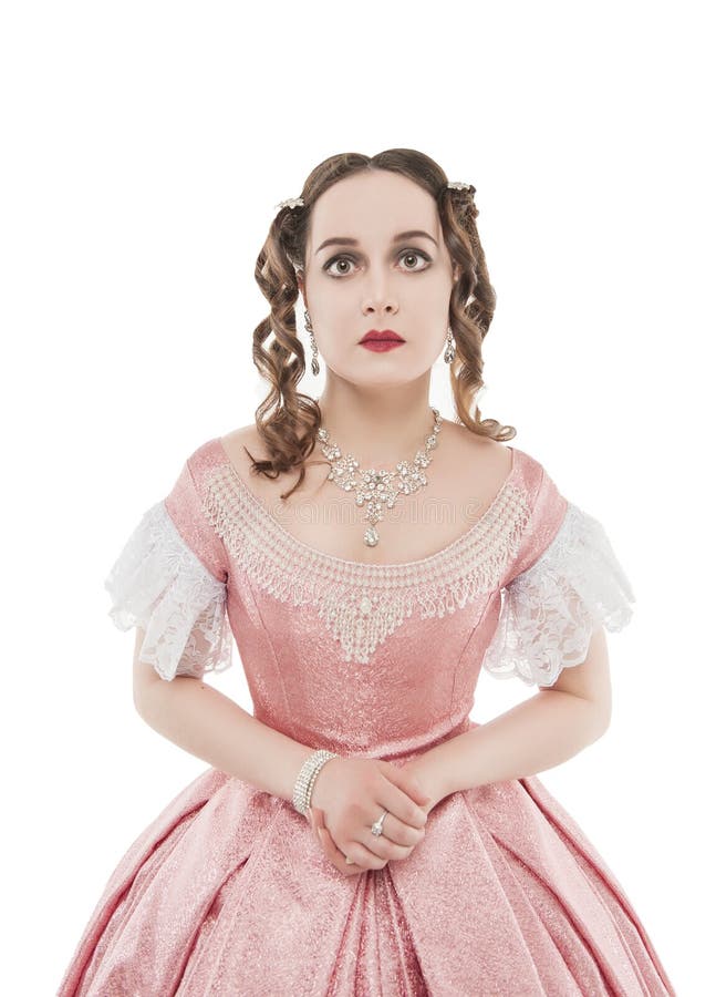 Young beautiful woman in medieval dress isolated stock photography Young beautiful woman in medieval dress isolated stock photography