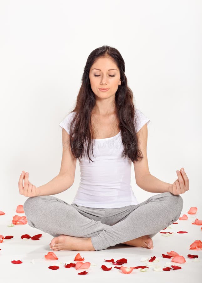 Young Beautiful Woman Meditating in Lotus Pose Stock Photo - Image of ...