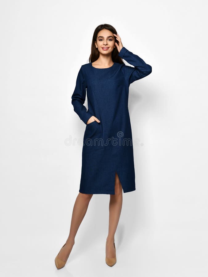 Fashion Casual Blue Straight Dress ...