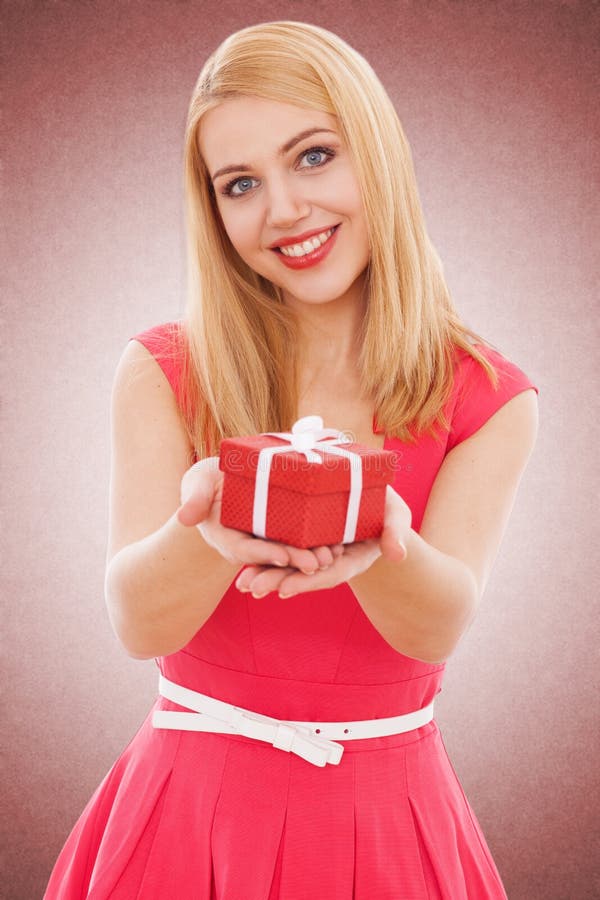 Young Beautiful Woman Opening a Gift Box Stock Photo Image of opening