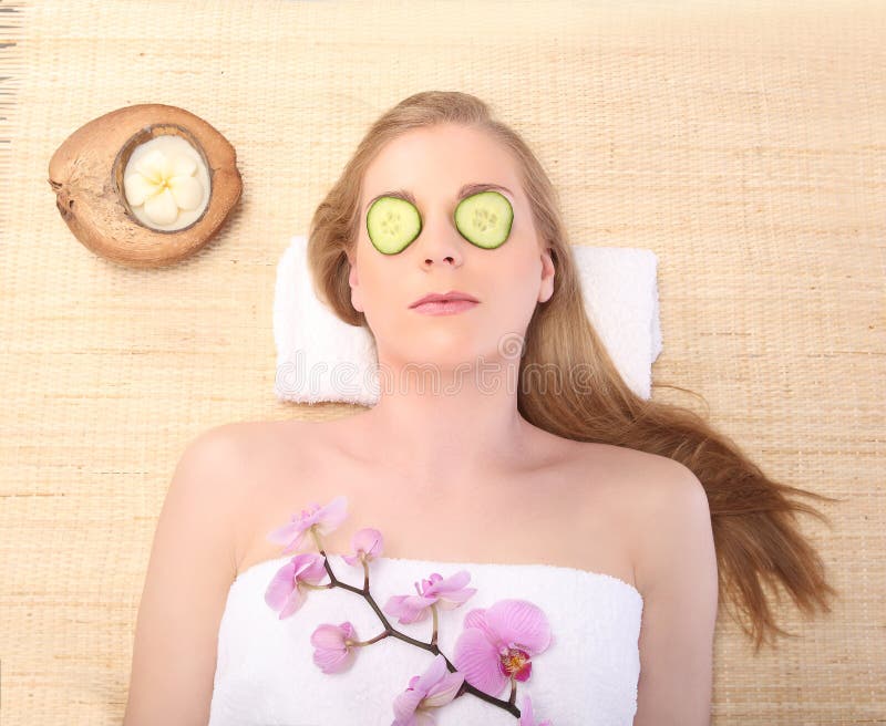 Young Beautiful Woman Receiving Facial Massage And Spa Treatment Stock