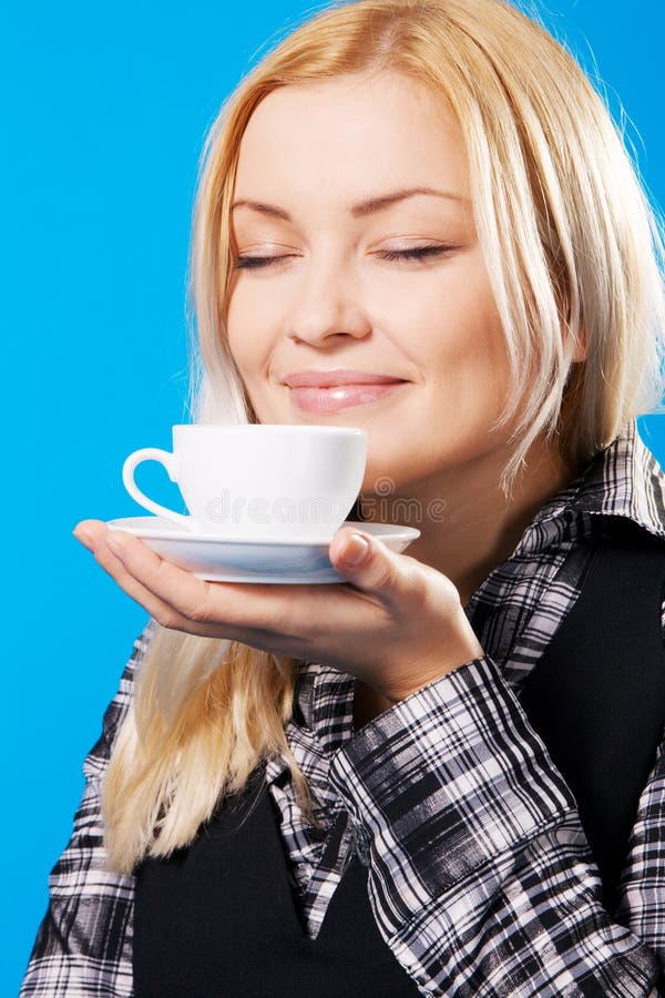 Young Woman Drinking Coffee Stock Image - Image of cute, drink: 7396819